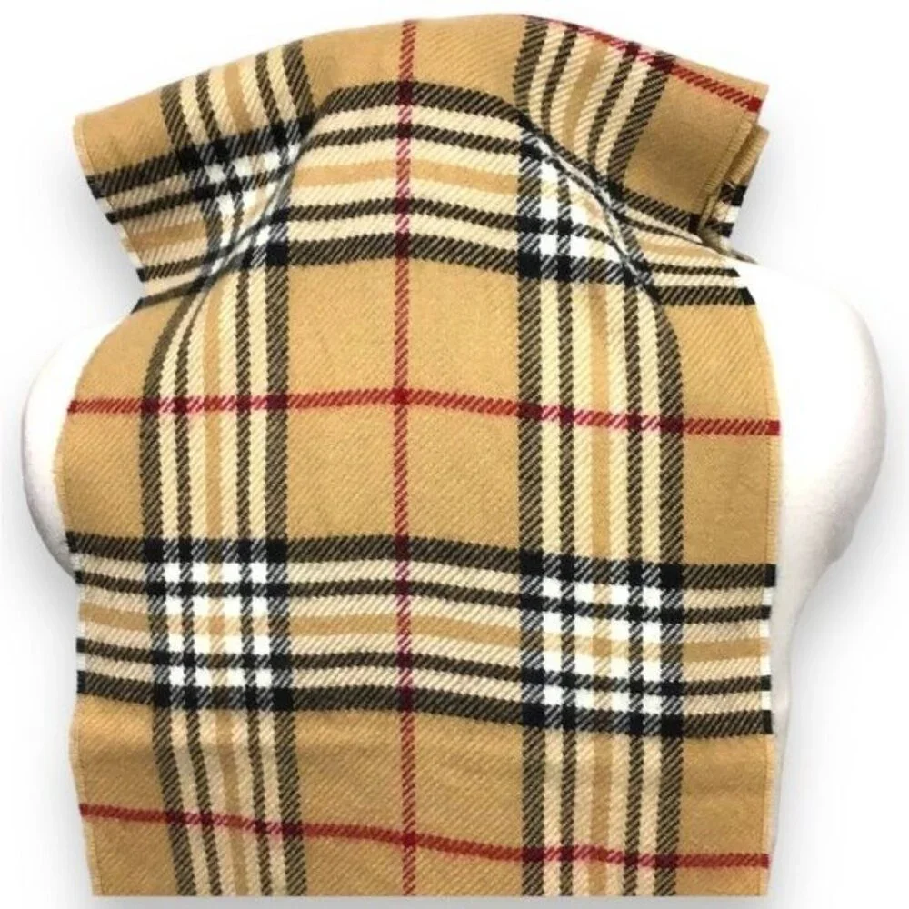 V. Fraas Unisex Lightweight Plaid Scarf By James Pell, Camel, OSFA
